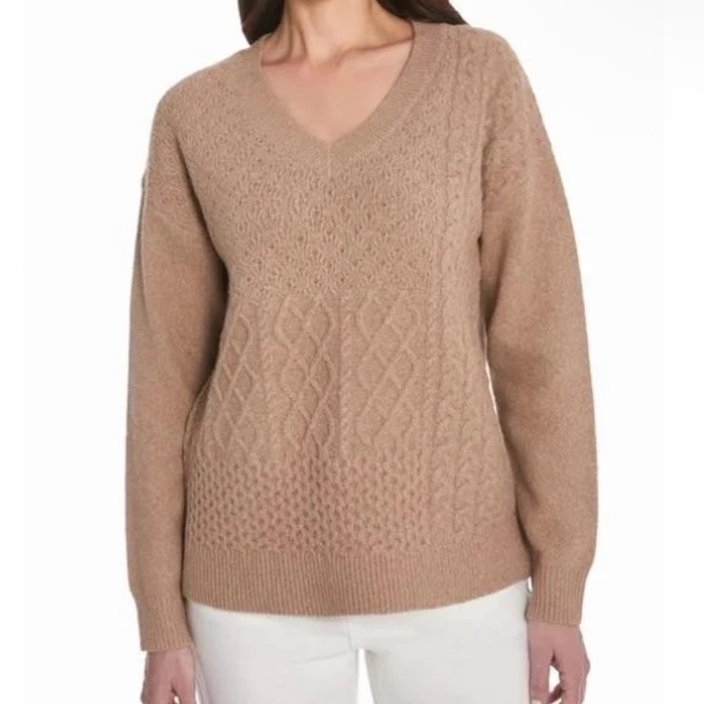 NWT Frye Tan Cable Knit Sweater